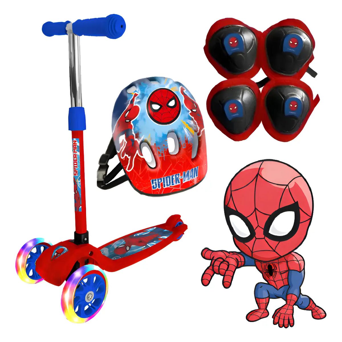 Monopatín spiderman canasto protección COD12203
