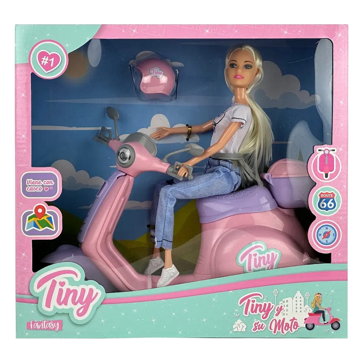 Juguete muñeca con moto