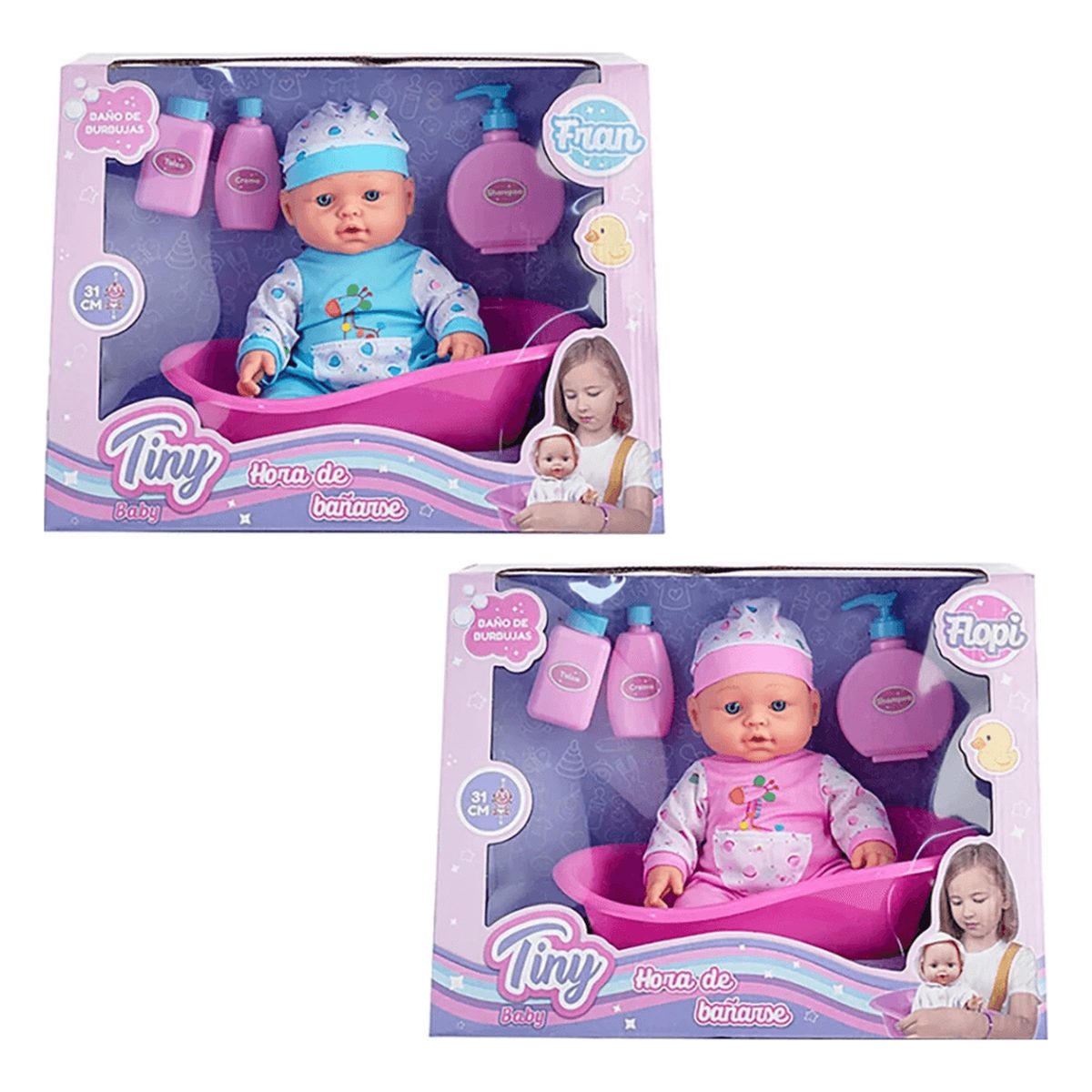 Juguete bebote tiny flopi 53730 bañarse 31 cm