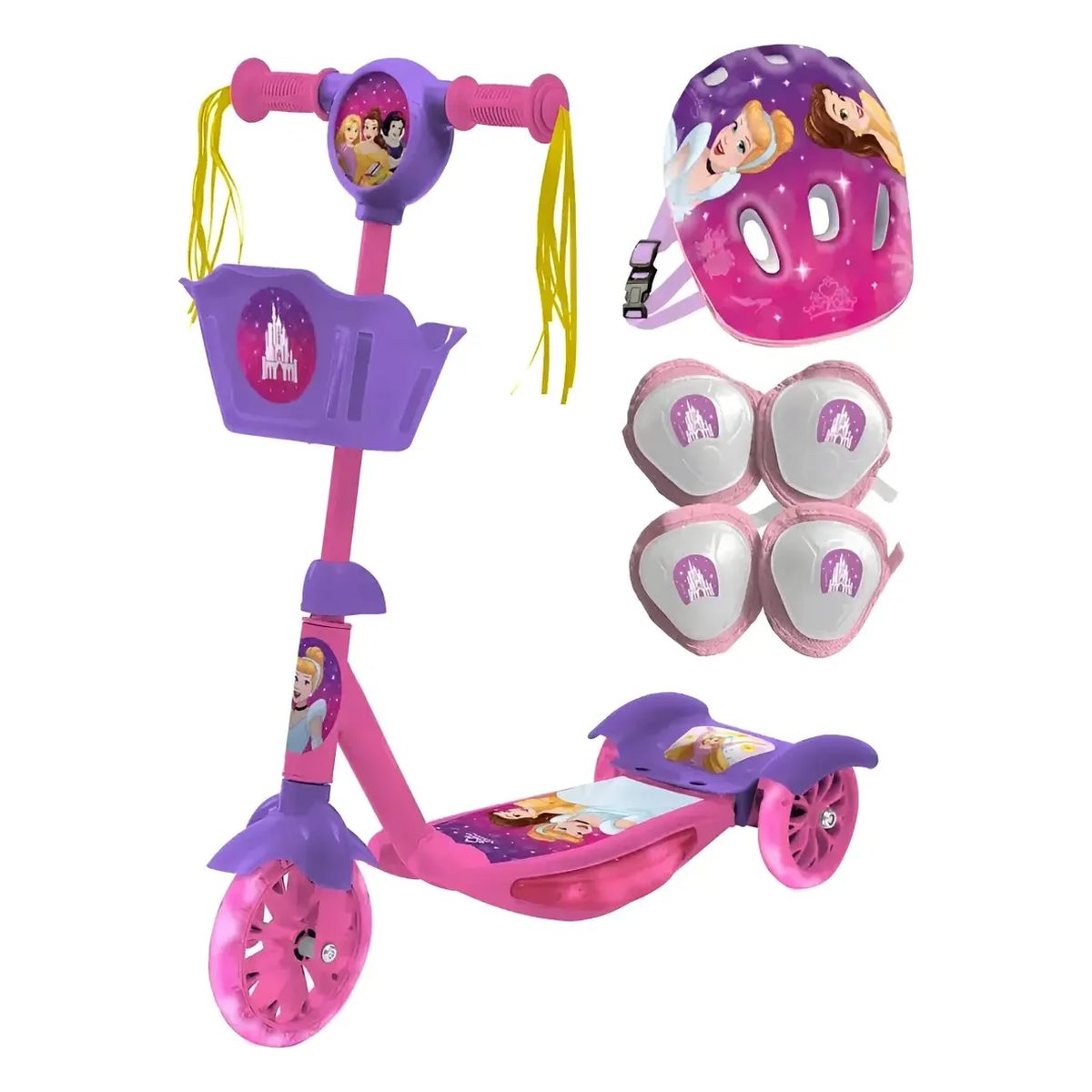 Monopatín canasto princesa kit casco y protección cod 12236