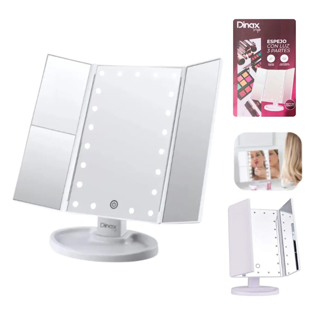 Espejo touch c/ funda Dinax