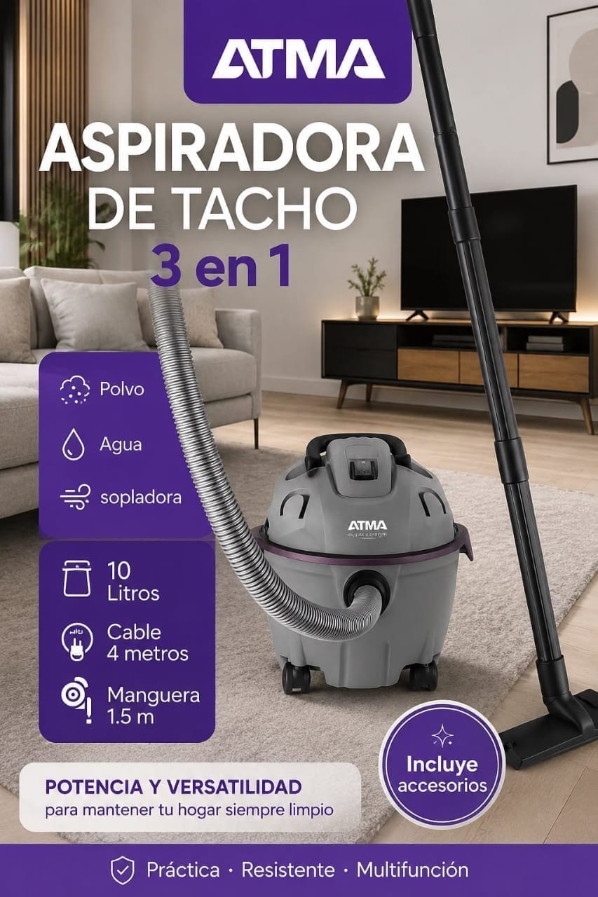 Aspiradora Atma 10 L multifuncional dual