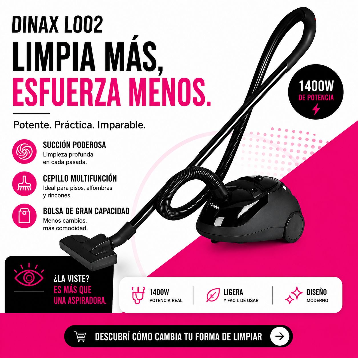 Aspiradora Dinax negro trineo L002