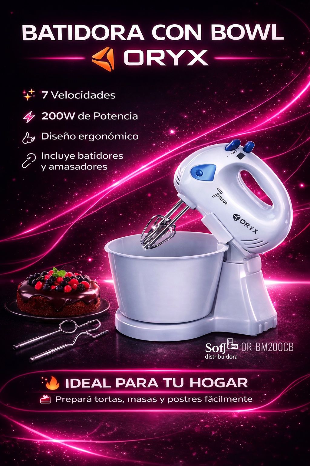 Batidora con bowl Oryx