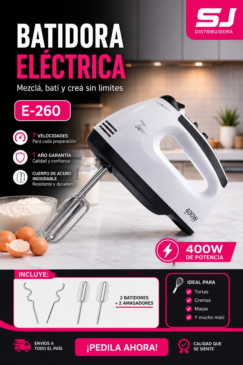 Batidora de mano Eiffel blanca E-260