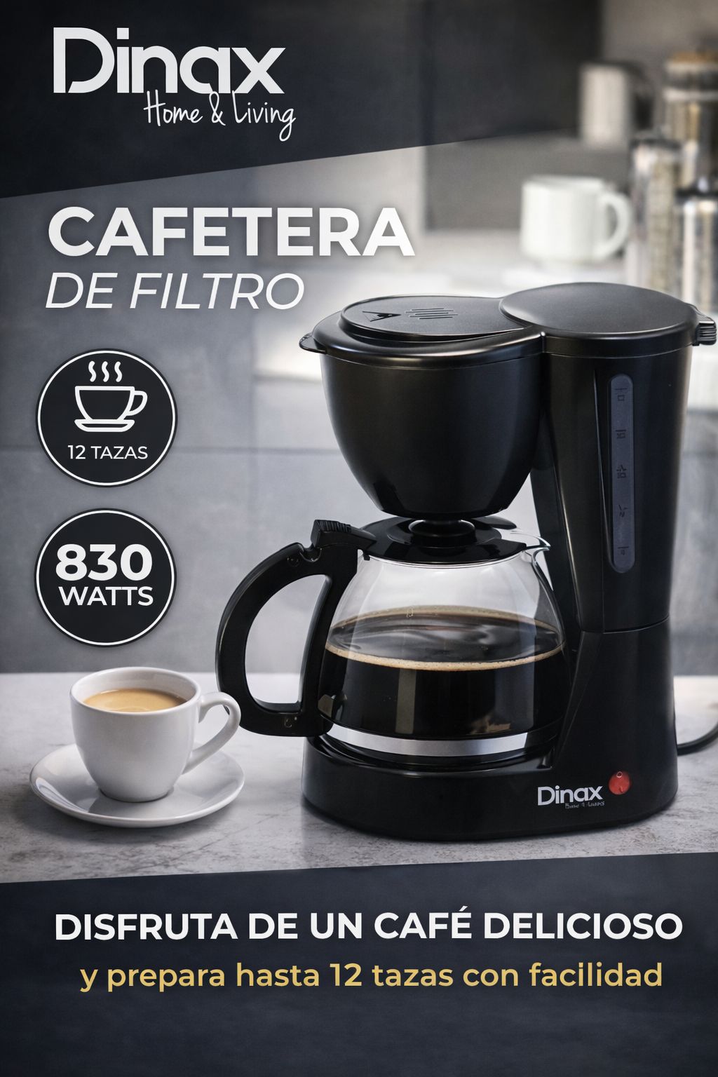 Cafetera Dinax de filtro 12 tazas DXCAF1200