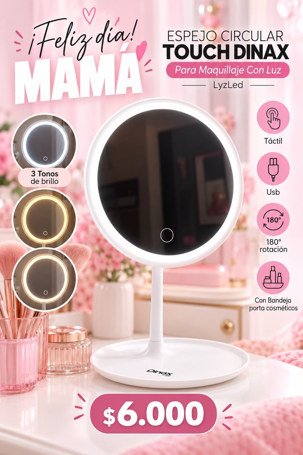 Espejo Dinax circular touch
