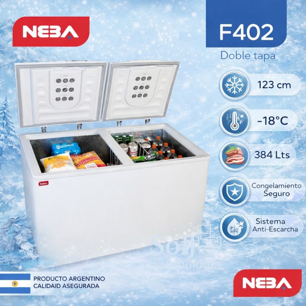 Freezer Neba F402 384 L doble tapa