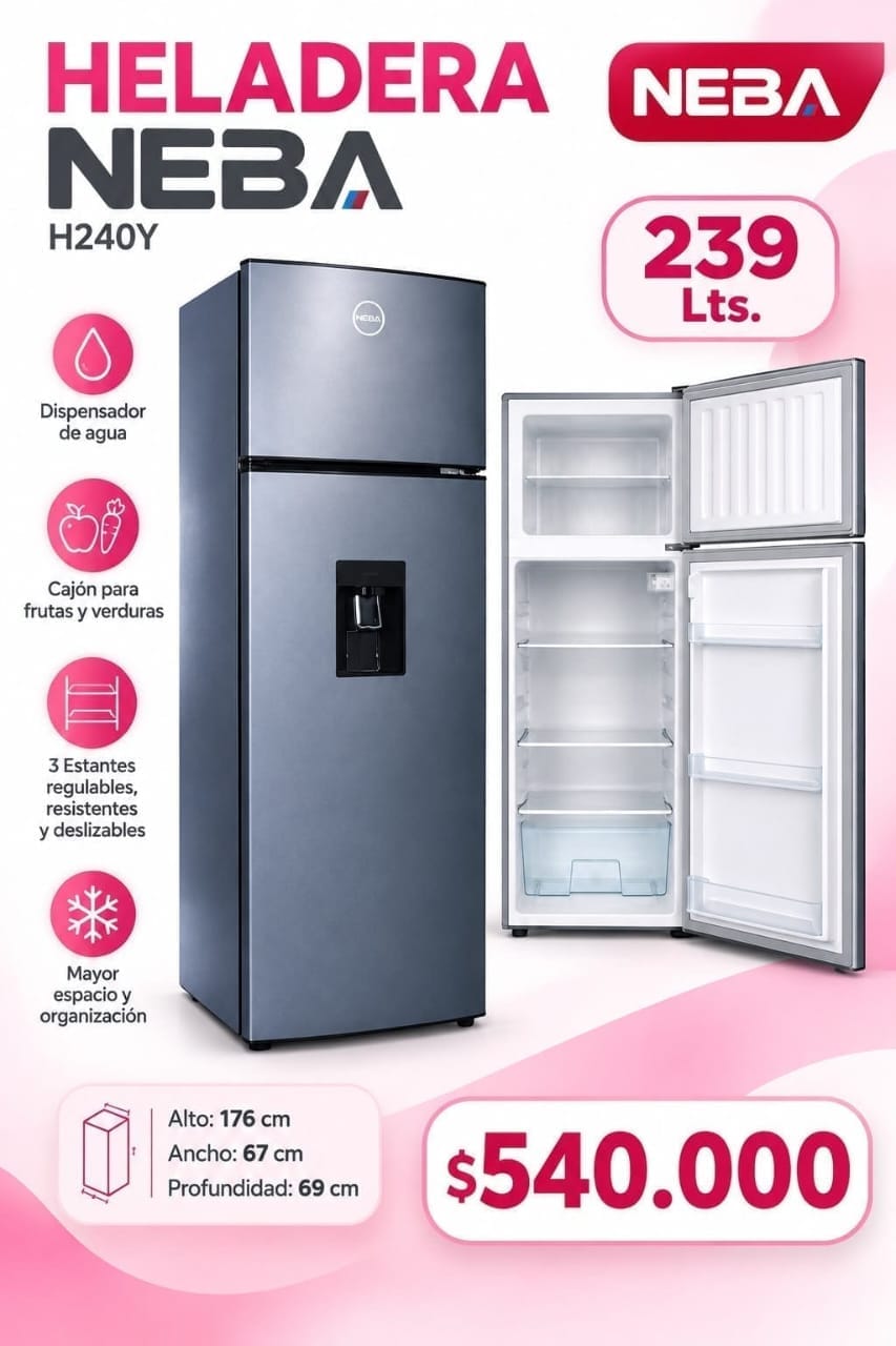 Heladera Neba h 240Y acero 239 L