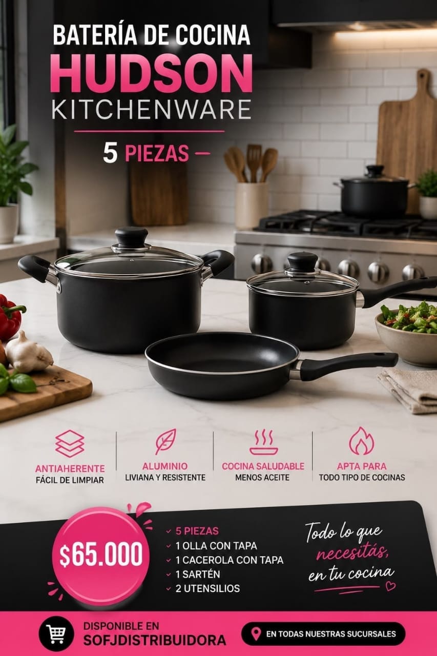 Batería de ollas Hudson 5 piezas kitchenware
