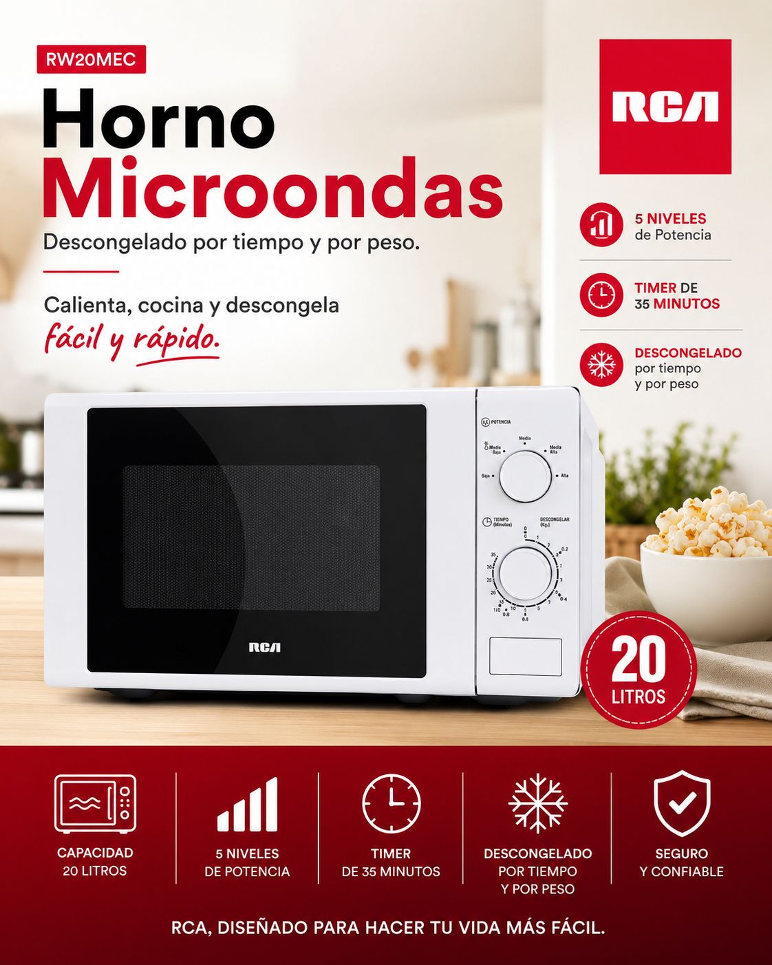 Microondas RCA 20 L rotativo R100MS20