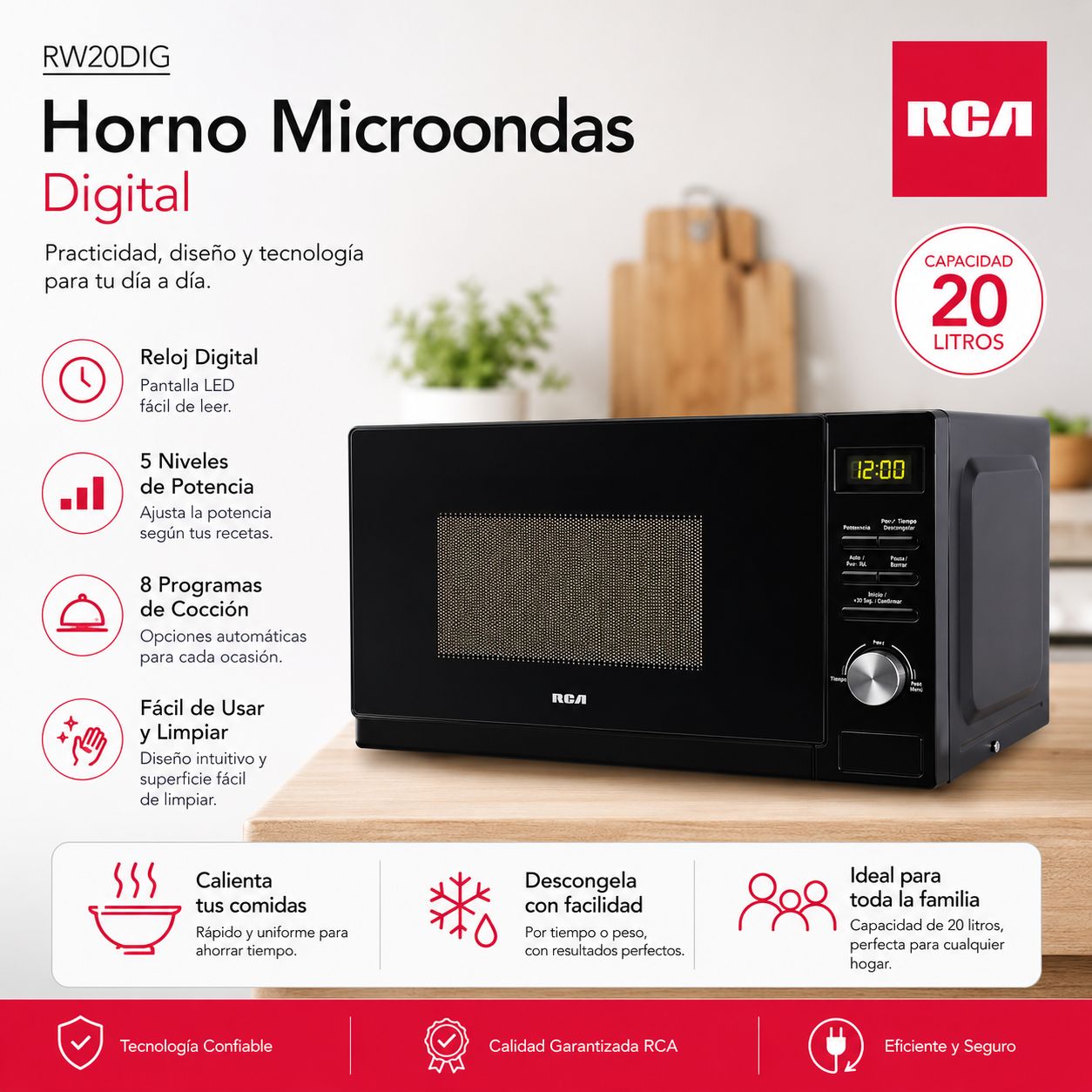 Microondas RCA 20 L digital black MATDB20UAP
