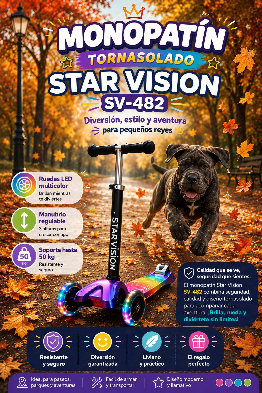 Monopatín Star Vision SV-482 tornasolado