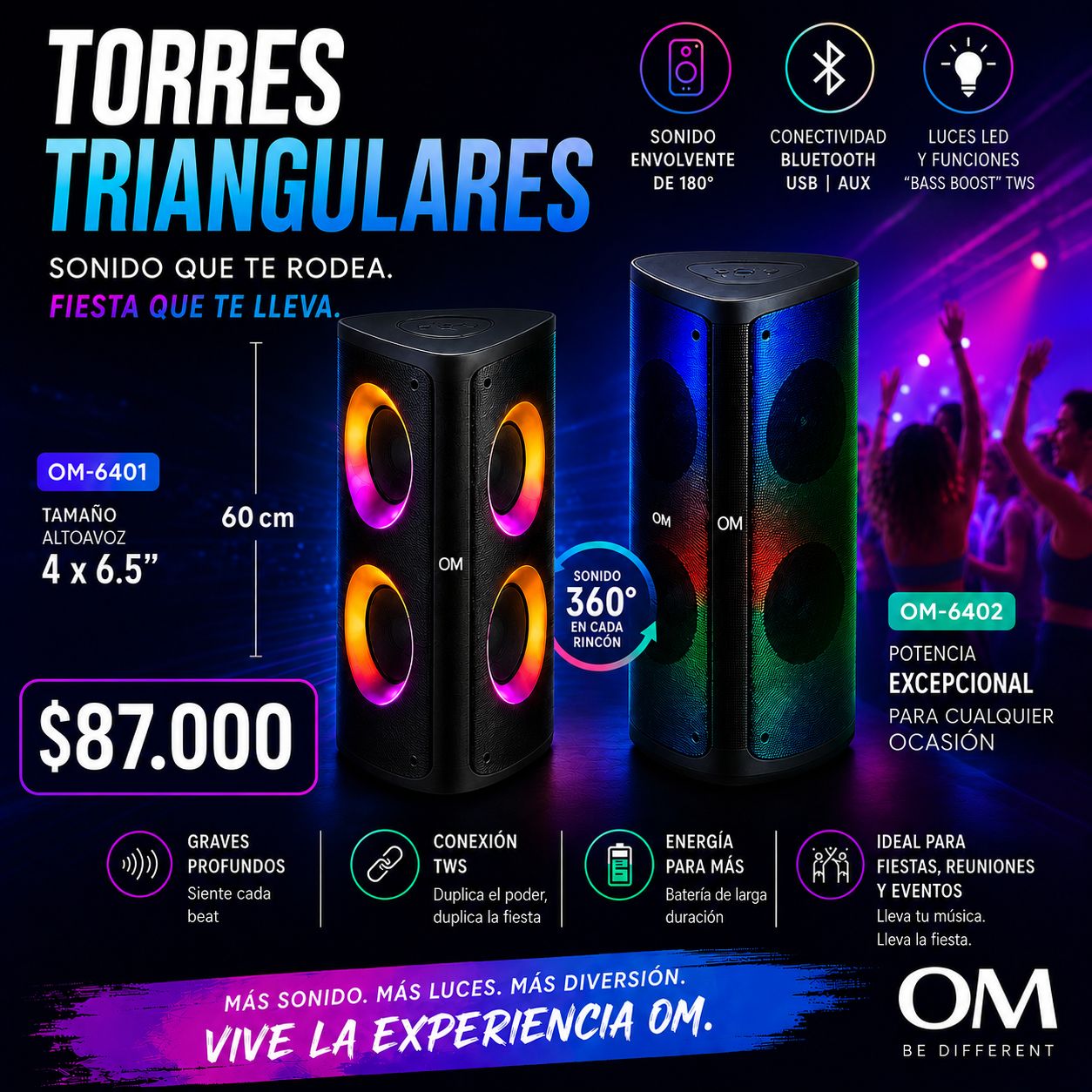 Parlante torre OM triangular 6402