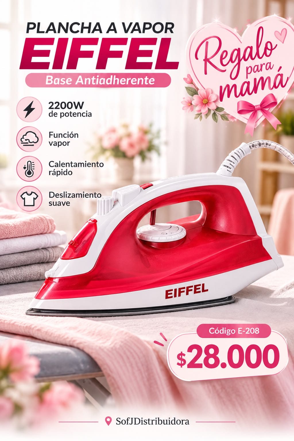 Plancha Eiffel a vapor E-208