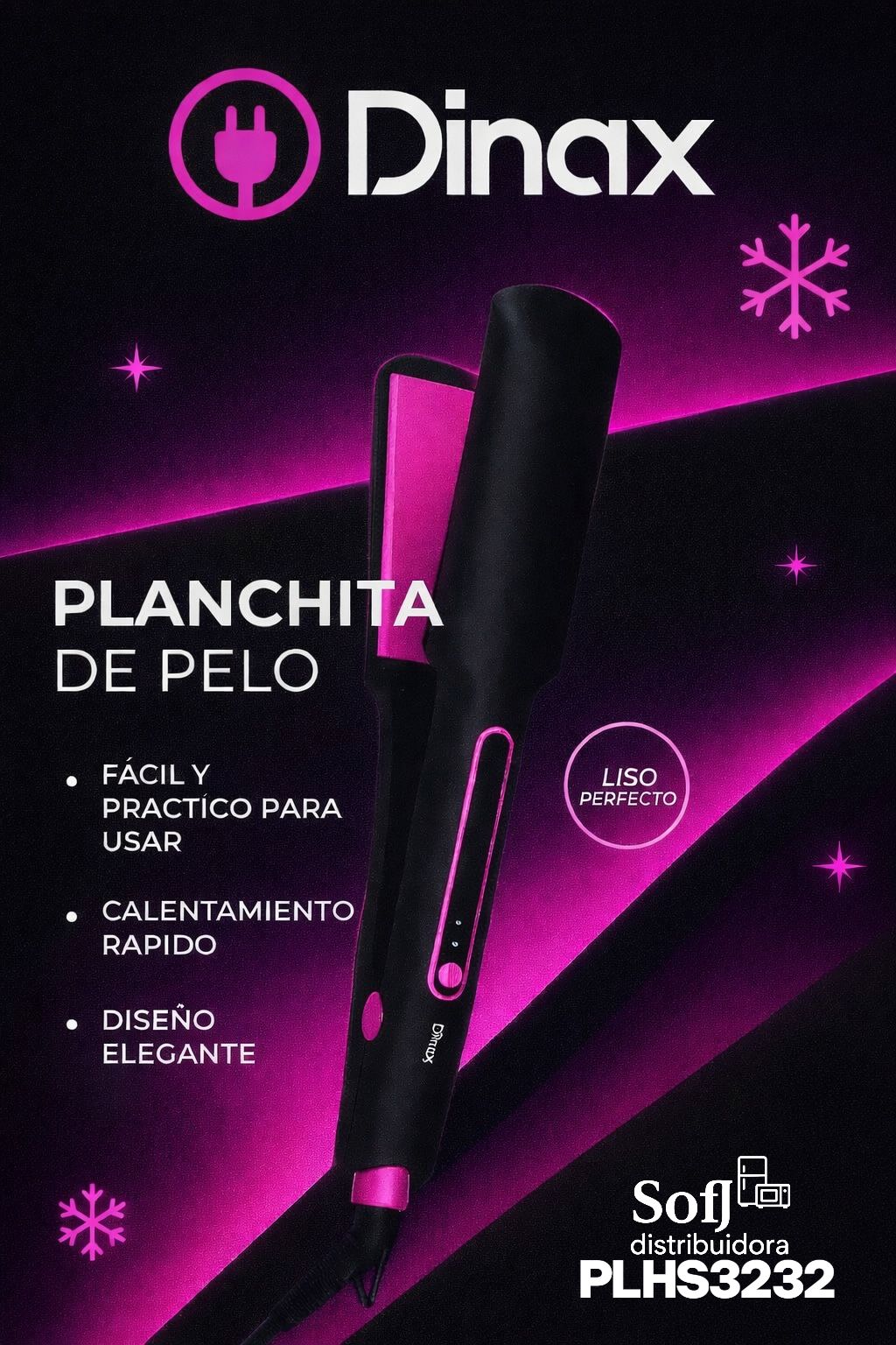 Planchita de pelo Dinax 60W PLHS3232