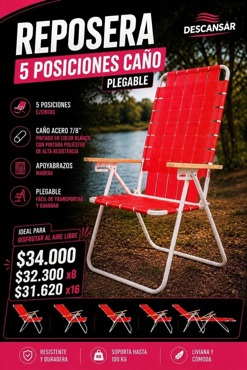 Reposera descansar 5 posiciones caño