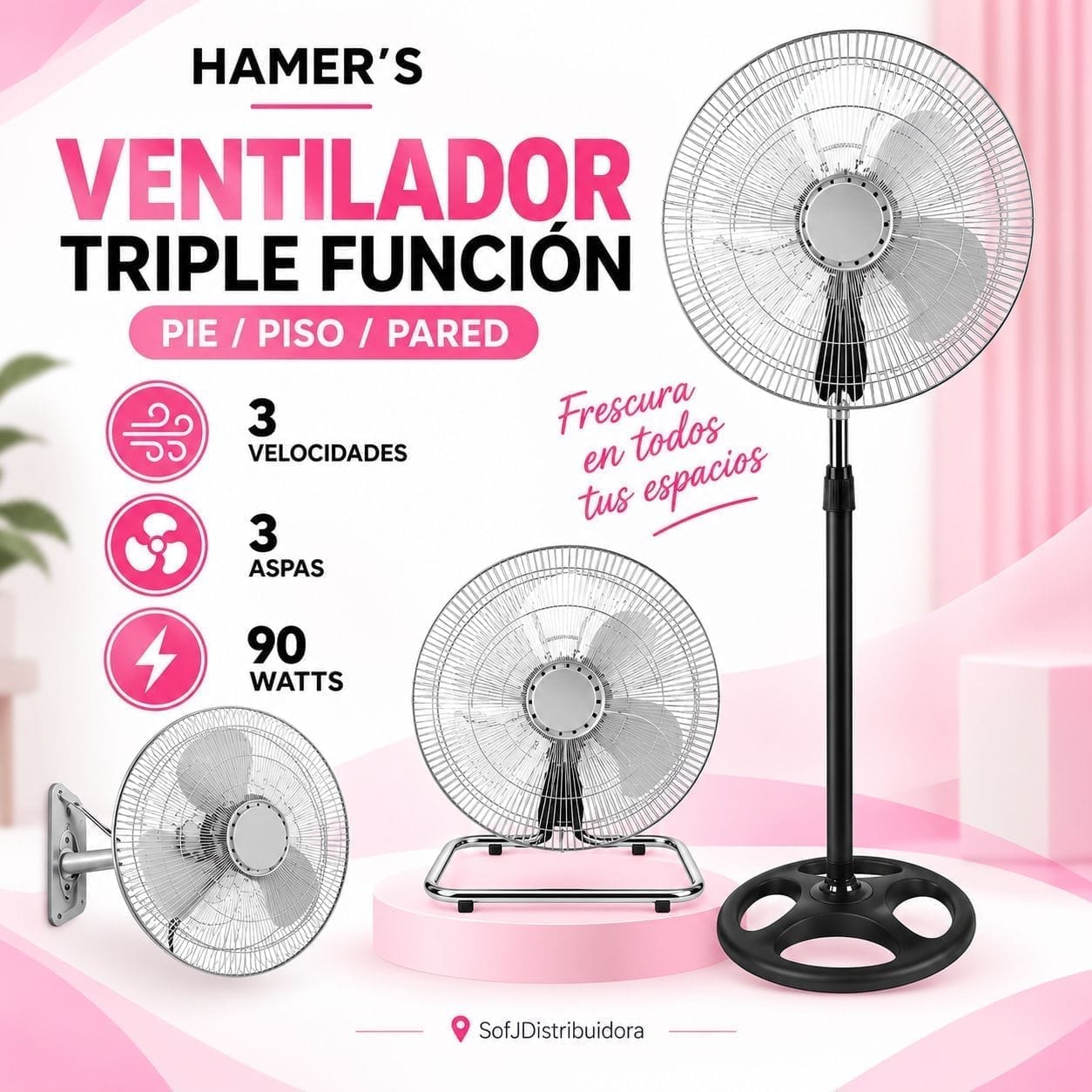 Ventilador 18" Hamer 90W 3 aspas