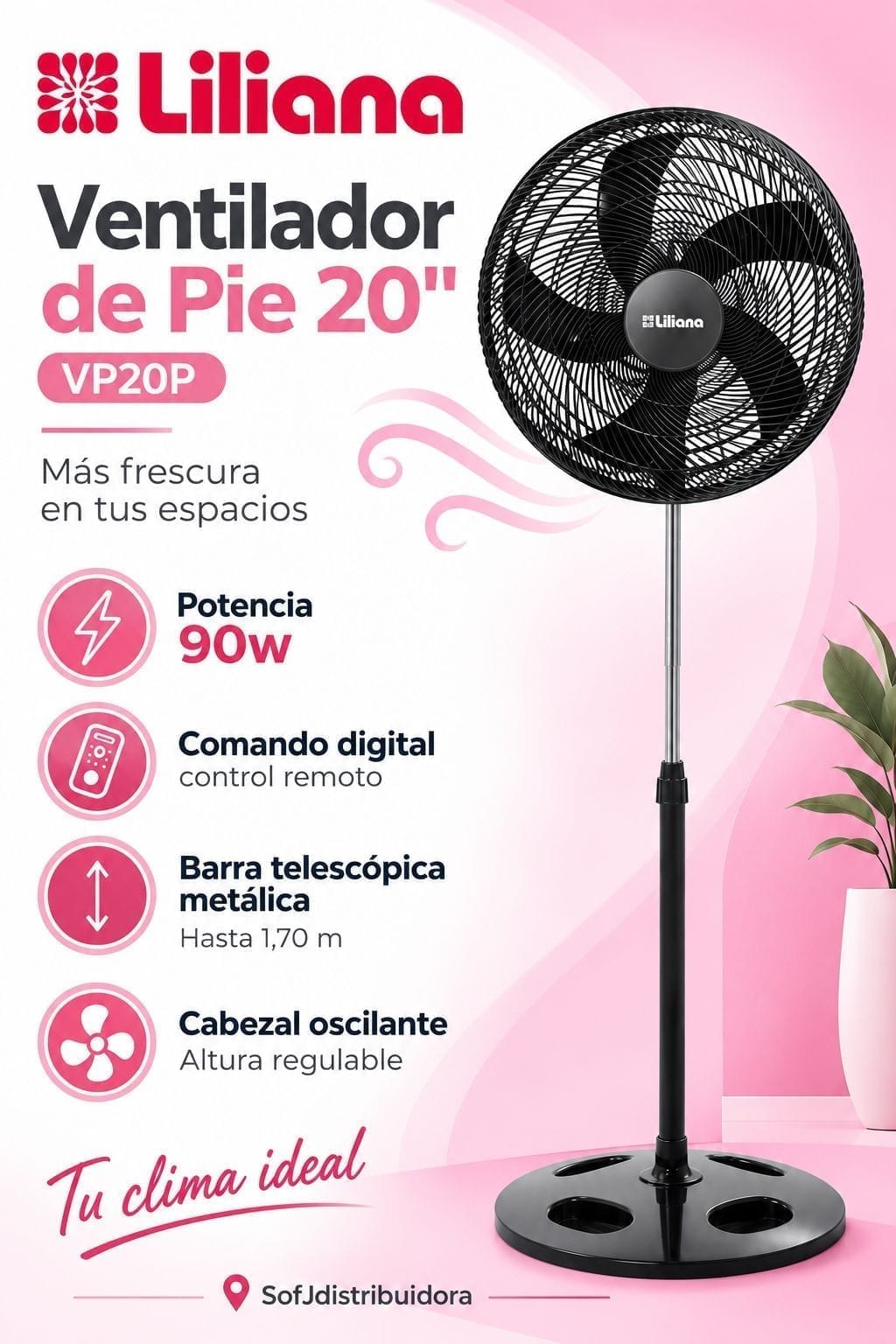 Ventilador 20" Liliana aspa plástico