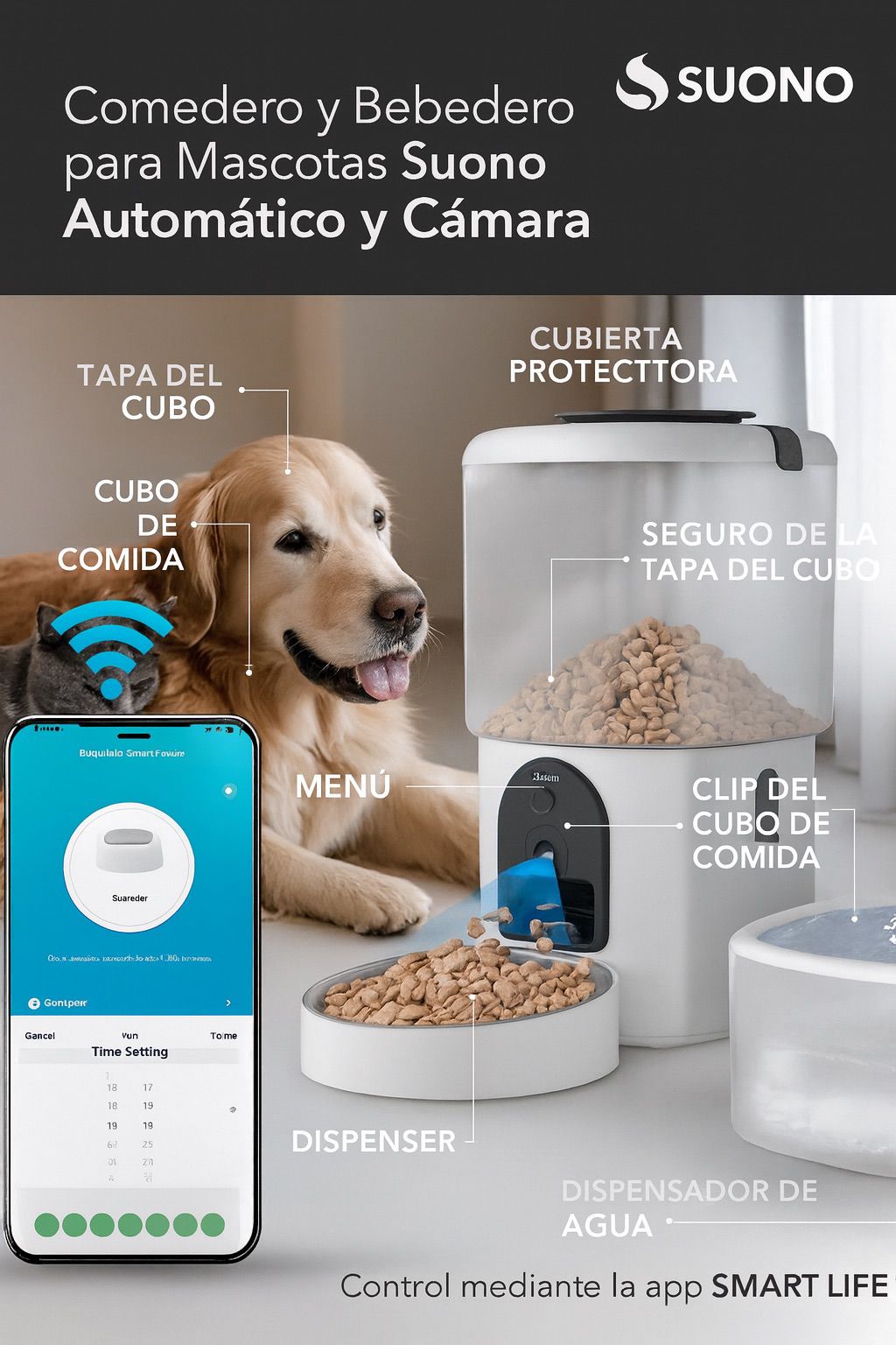 Comedero y bebedero de mascotas Suono
