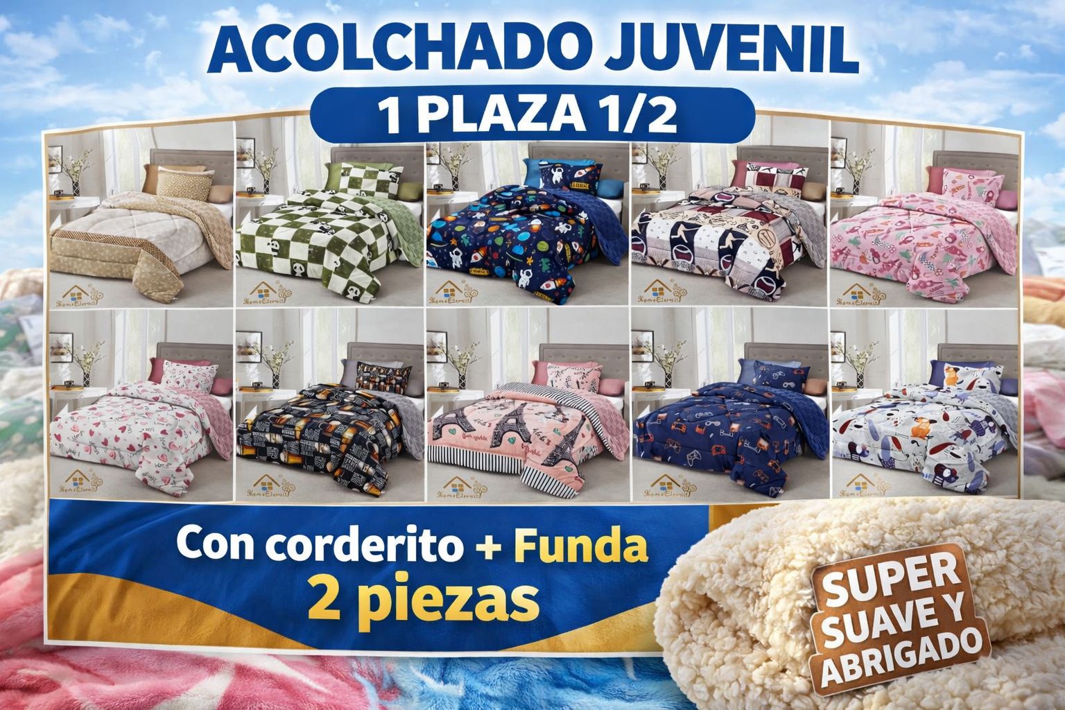 Acolchado juvenil 1 1/2 plazas