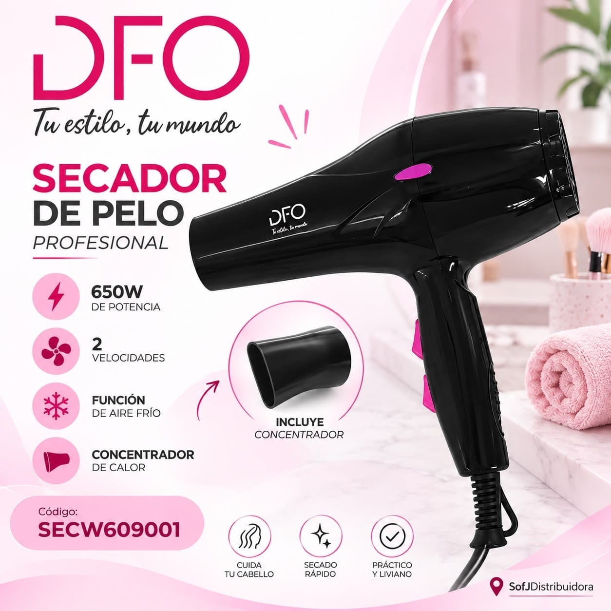 Secador de pelo DFO 650W SECW609001