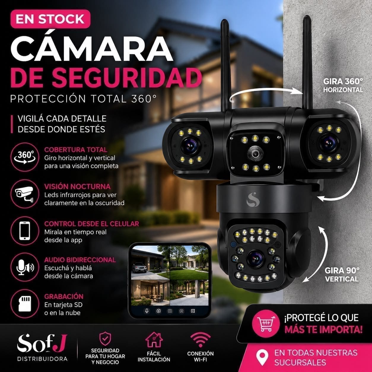 Cámara de seguridad Suono AYV043NEG 4 lentes