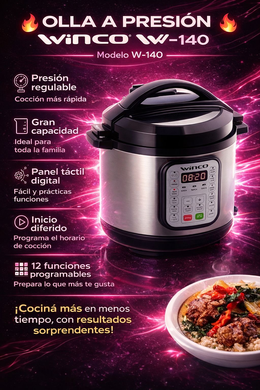 Olla de presión Winco W-140