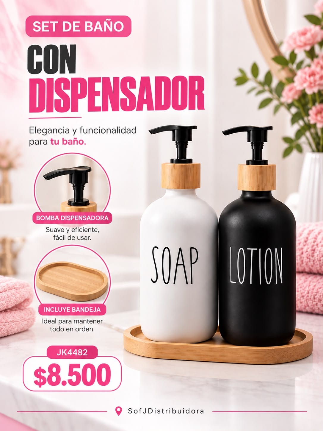 Set accesorios para baño x2 dispenser JK4482