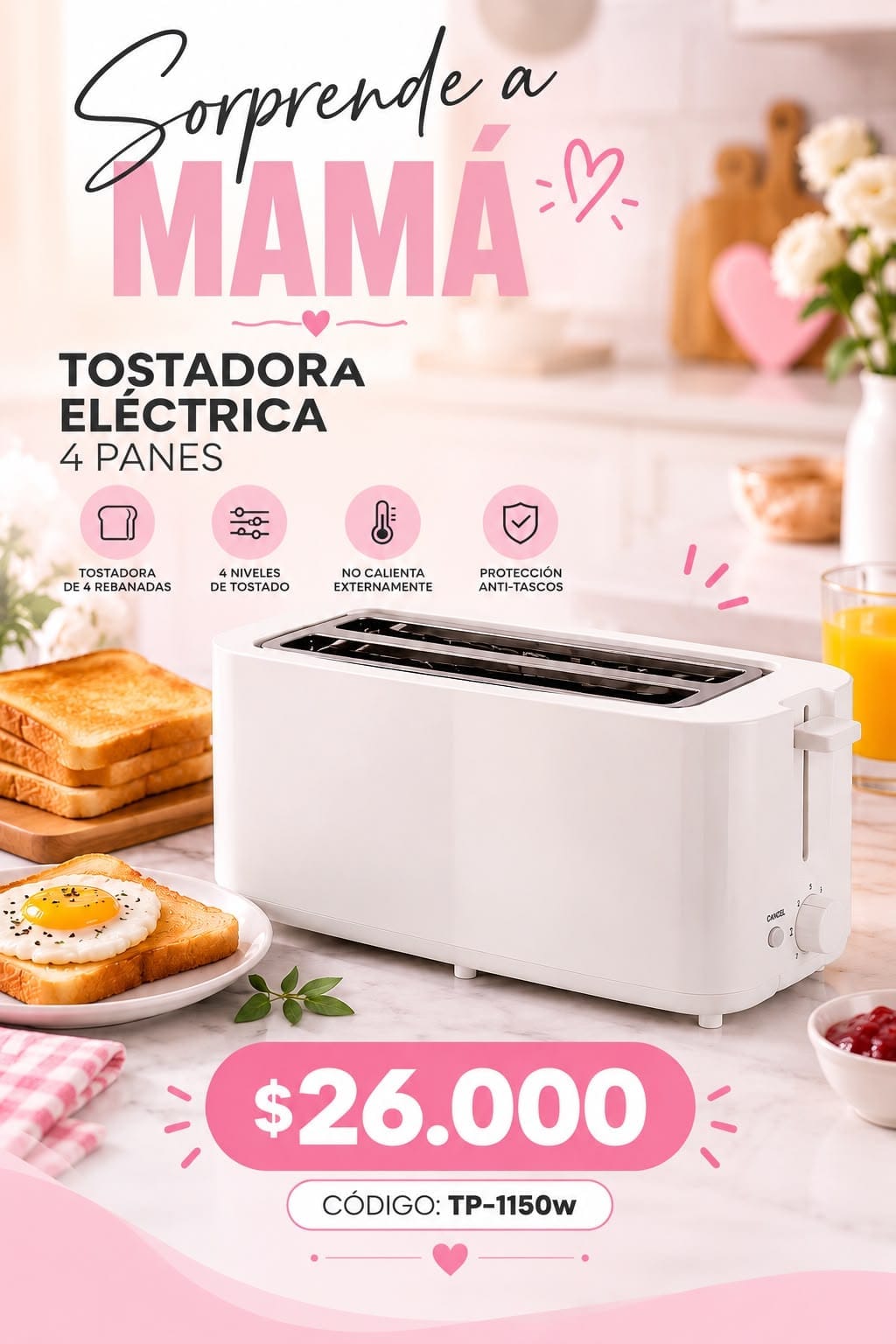 Tostadora Dinax TP1150W