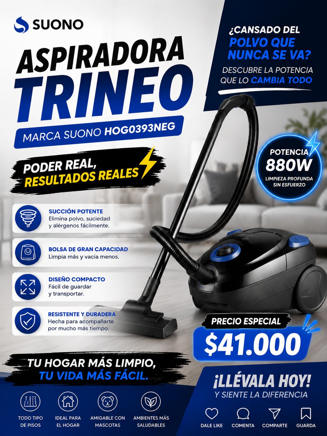 Aspiradora Suono trineo HOG0393NEG