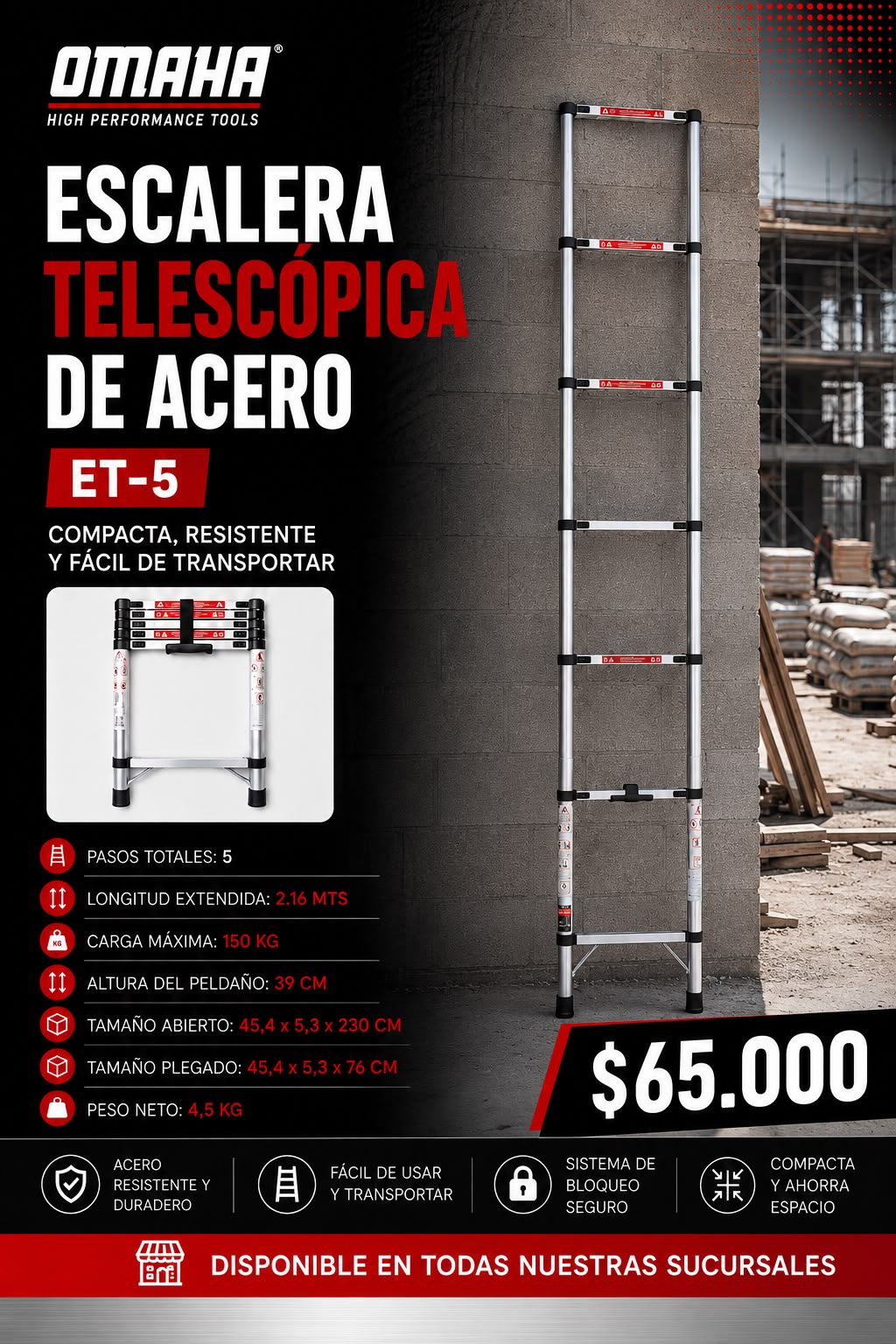 Escalera Omaha telescopica acero ET-5 STO105A
