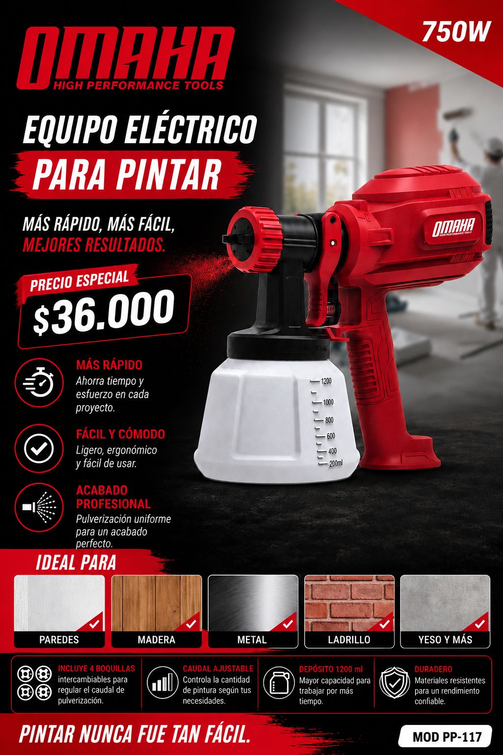 Pistola Omaha pintar 750W PP-117