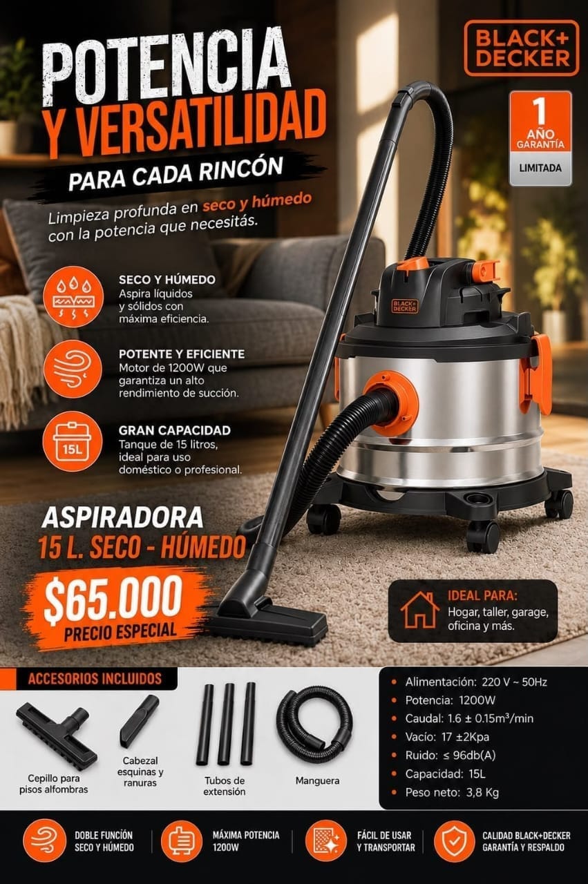 Aspiradora Black & Decker 15 L
