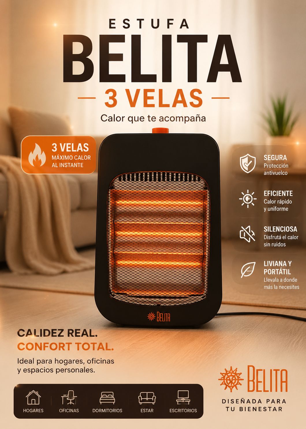 Estufa Belita 3 velas