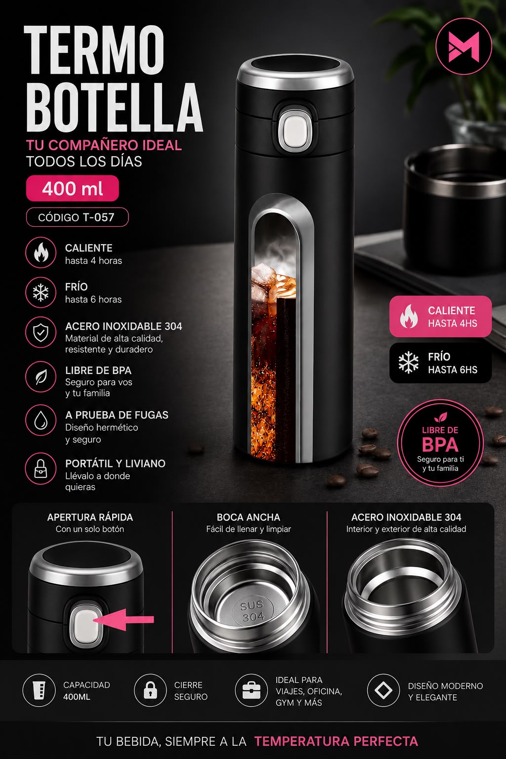 Botella termo 400 ml