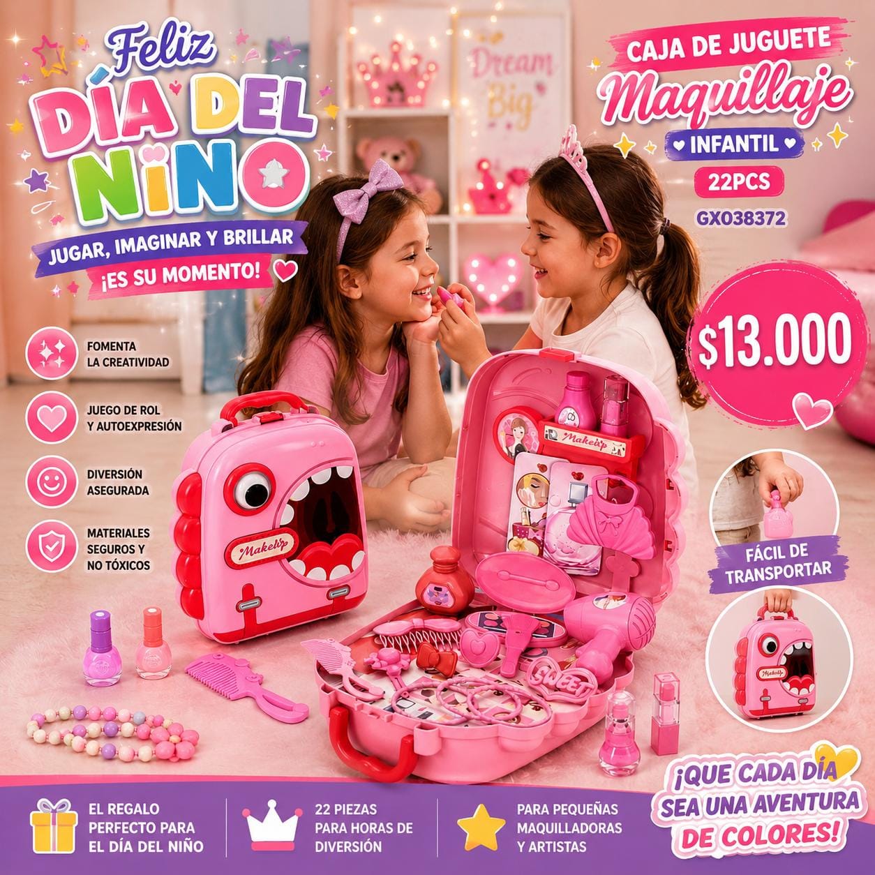 Caja de juguete maquillaje niña