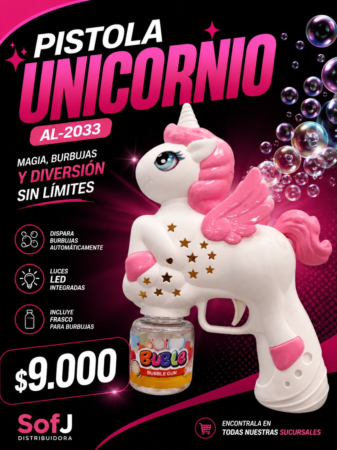 Pistola burbujero unicornio AL-2033