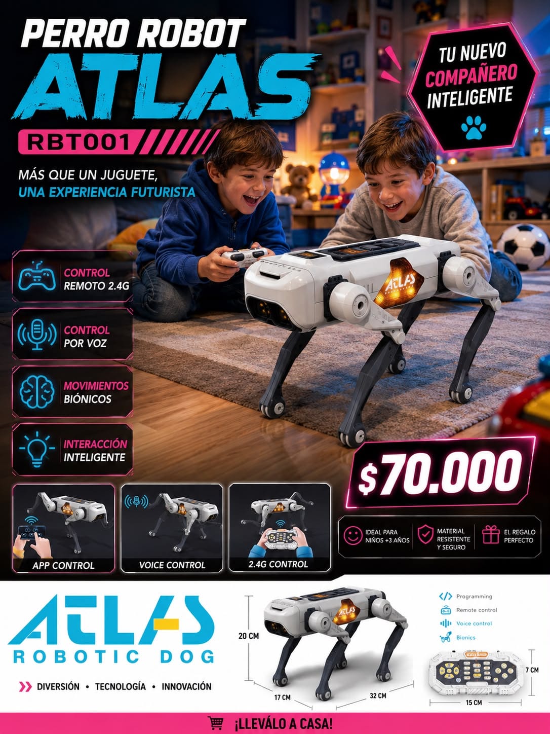 Juguete perro robot atlas