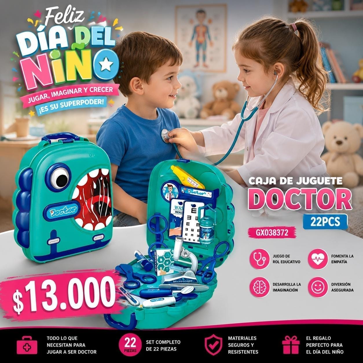 Caja de juguete doctor niño