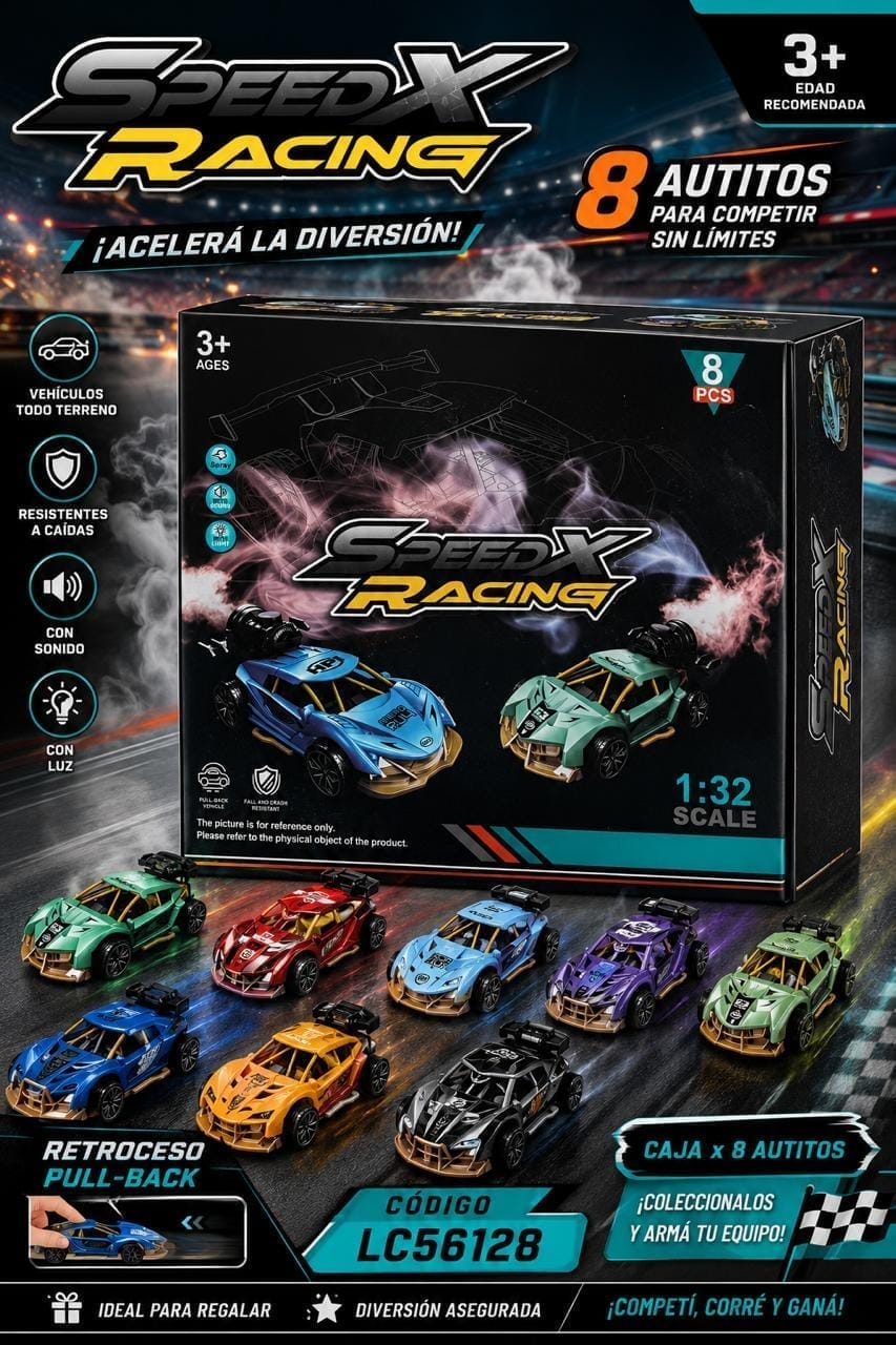 Juguete autos LC56128 speedx 8 unidades