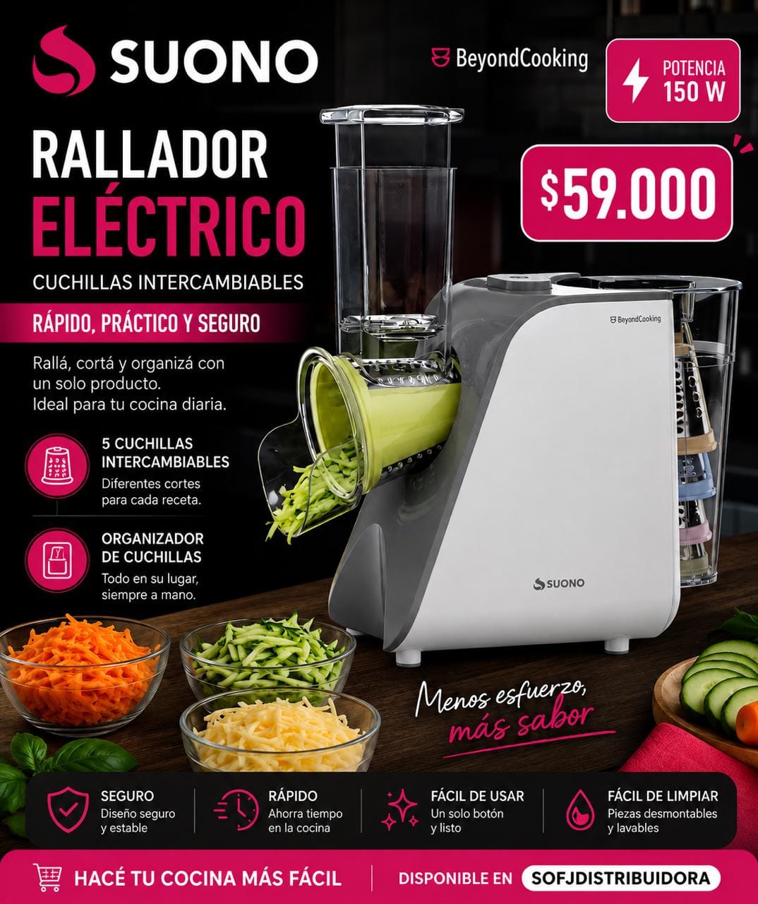 Rallador Suono HOG0611GRI eléctrico gris