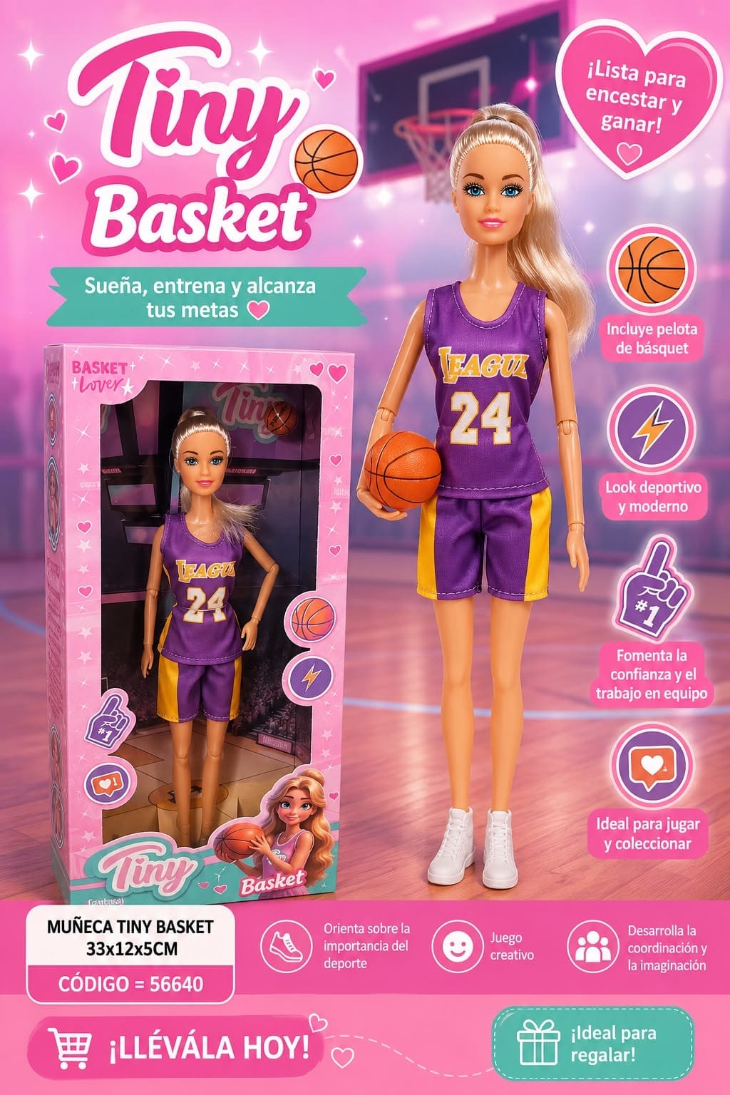 Juguete muñeca tiny basquet 56640