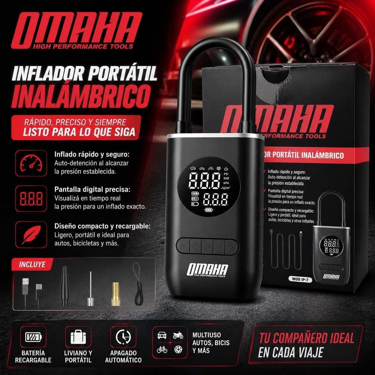 Compresor portátil USB Omaha IP-7