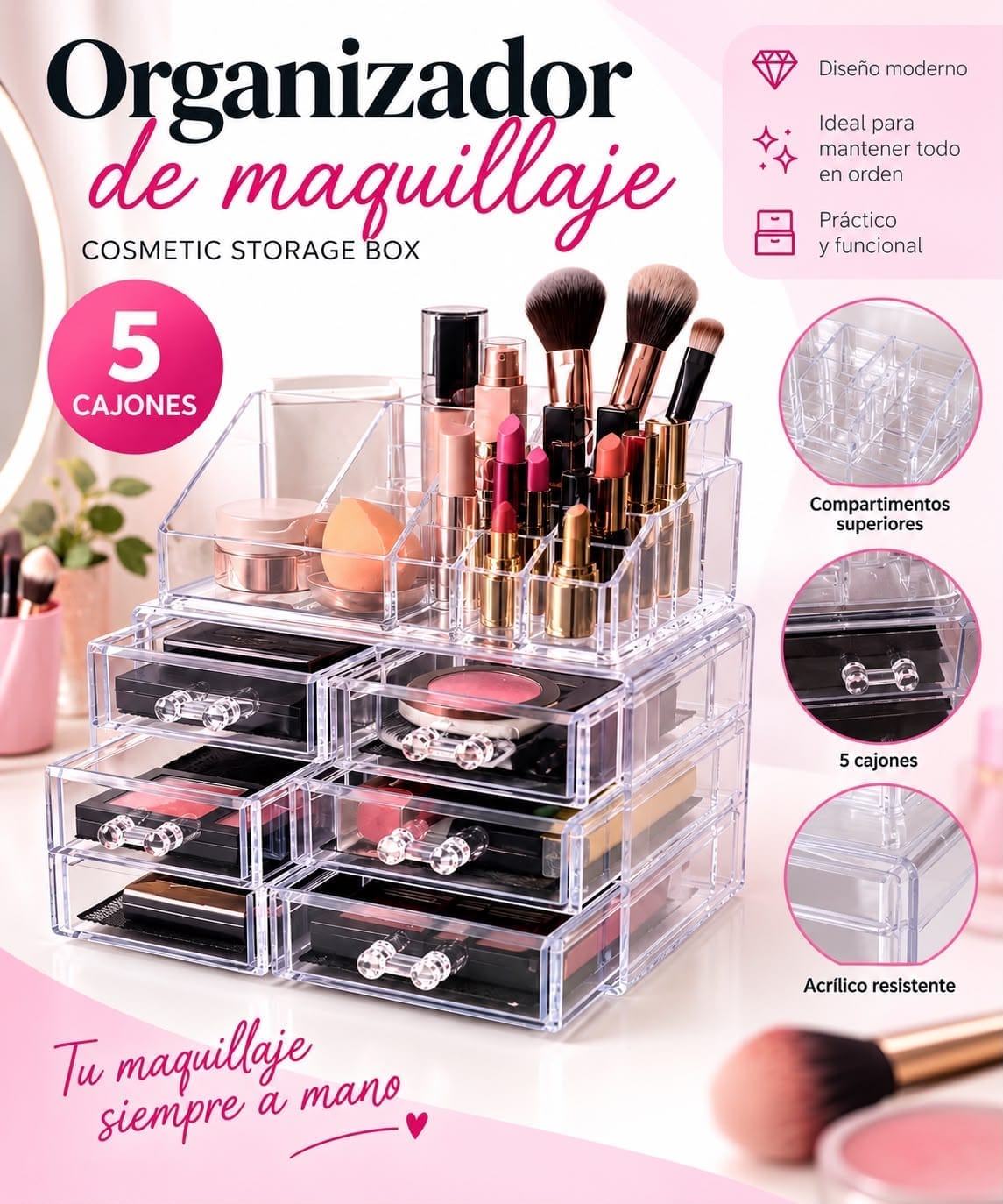 Organizador cosmeticos c/ cajón JN805-806