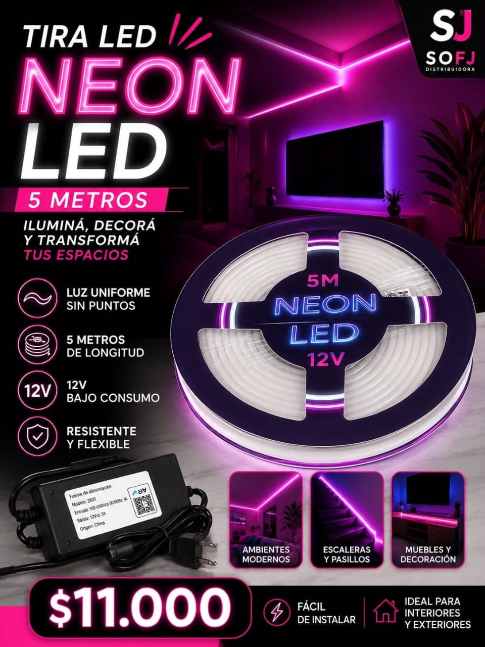 Tira LED neon 5 m OM LED2835