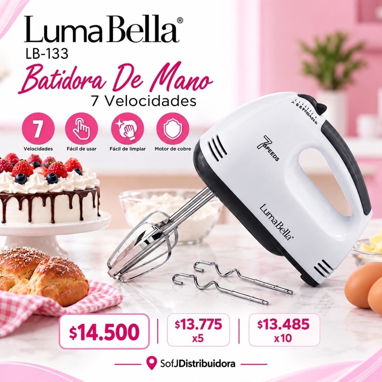 Batidora de mano Luma Bella LB-133