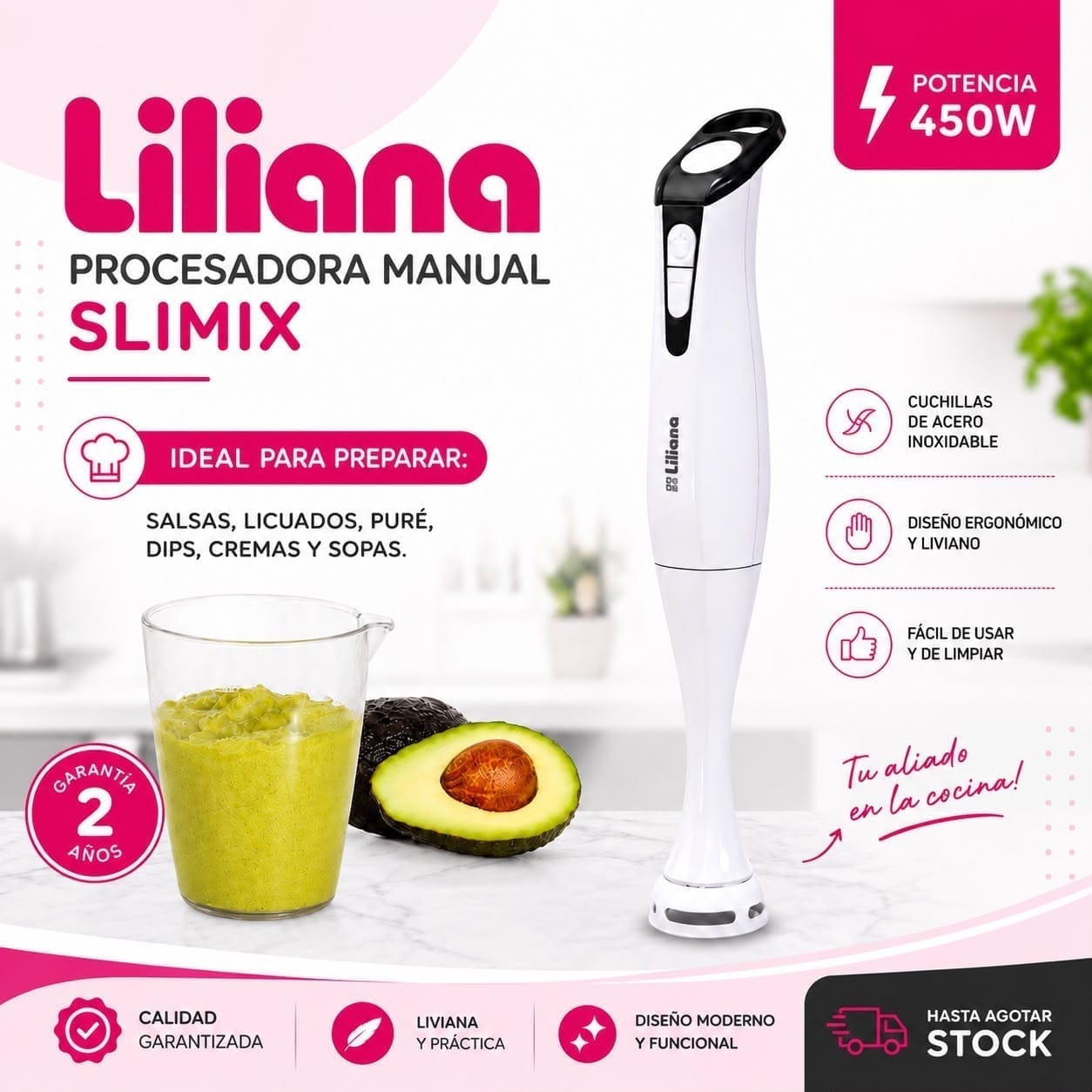 Minipimer Liliana slimix procesadora AAH300