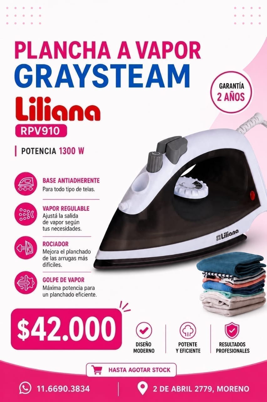 Plancha Liliana vapor RRPV910