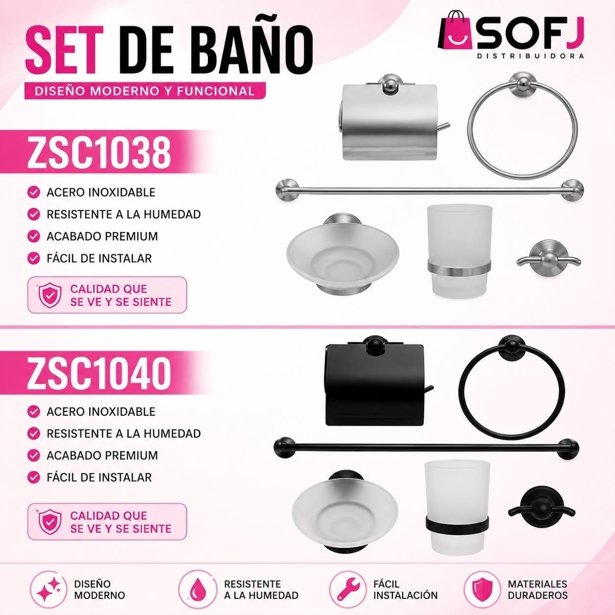 Set accesorios para baño silver